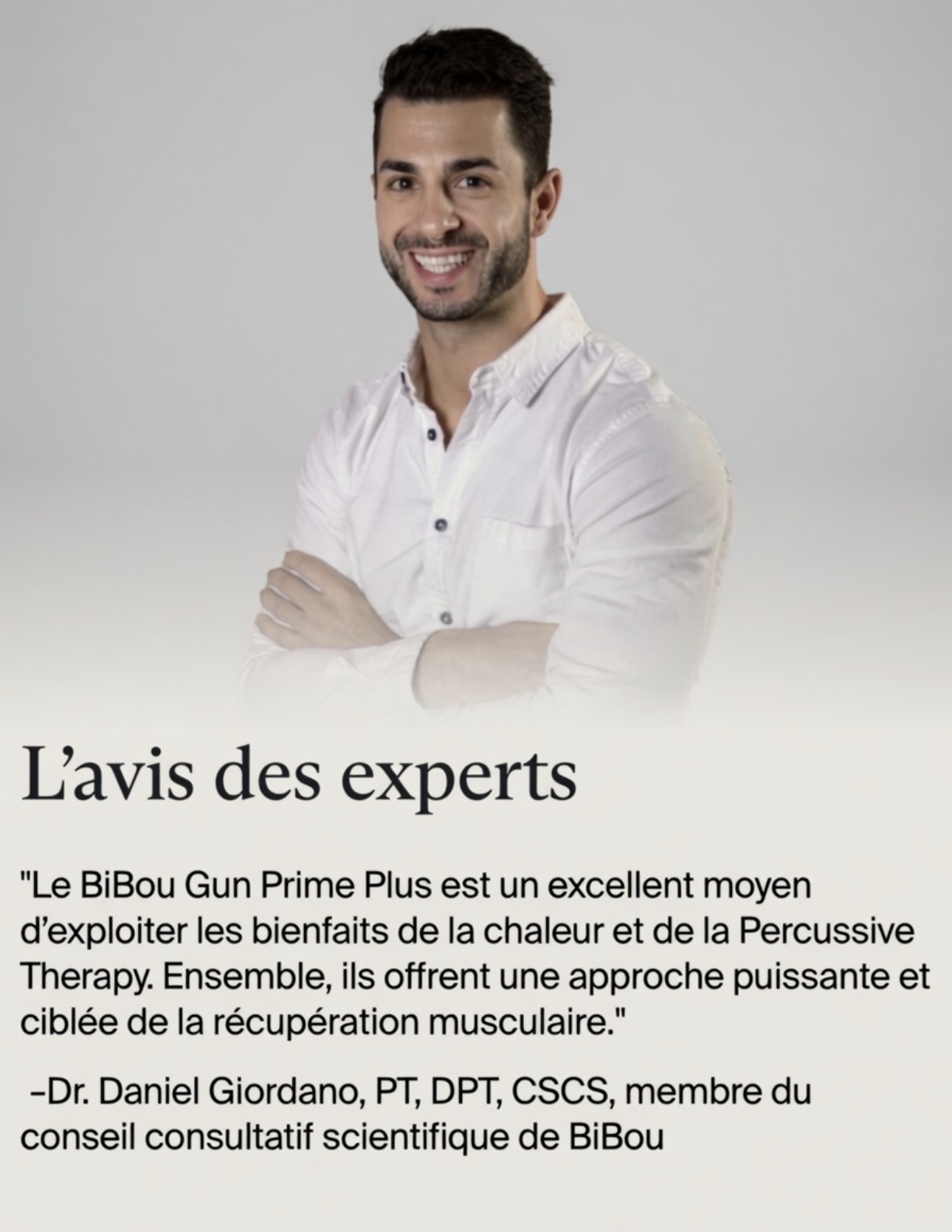 L'avis des experts — Dr. Daniel Giordano, kinésithérapeute, membre du conseil consultatif scientifique de BiBou
